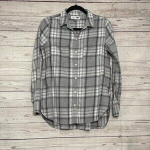 Old Navy Classic Grey White Plaid Button Up Medium